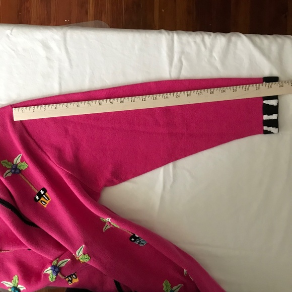 QUACKER FACTORY Zip Cardigan Sweater Whimsical Palm Tree Pink Women’s Size 1X 2X - Picture 14 of 16